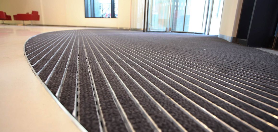 Close up image of Entrance Matting with black carpet