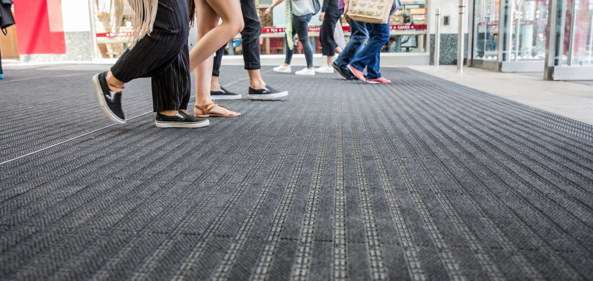 Close-Up of foot traffic on Entrance Matting at West Quay Southampton