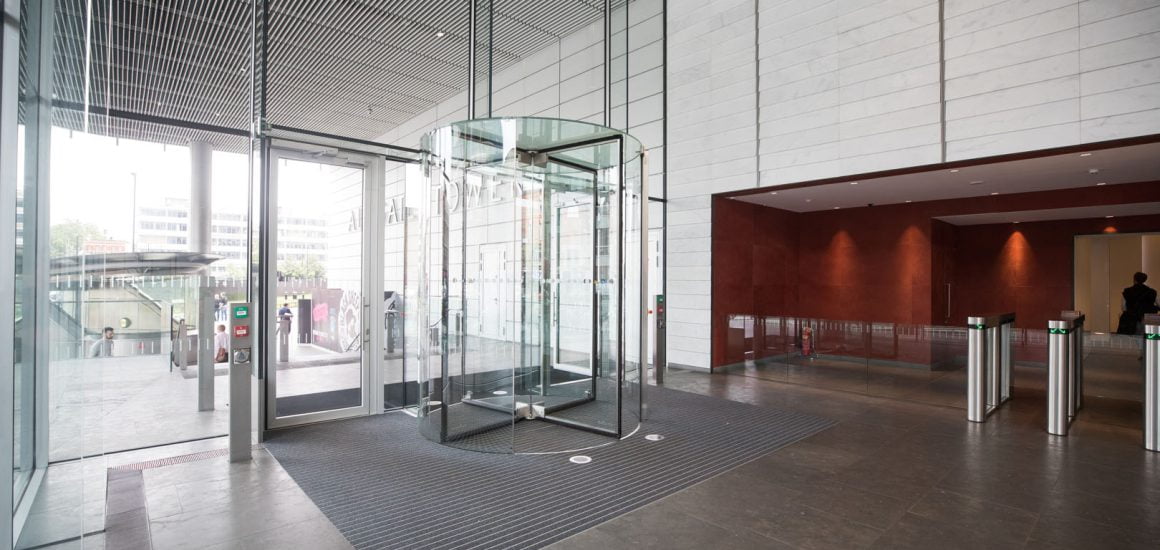 Image showing a revolving door in the reception of a commercial office building