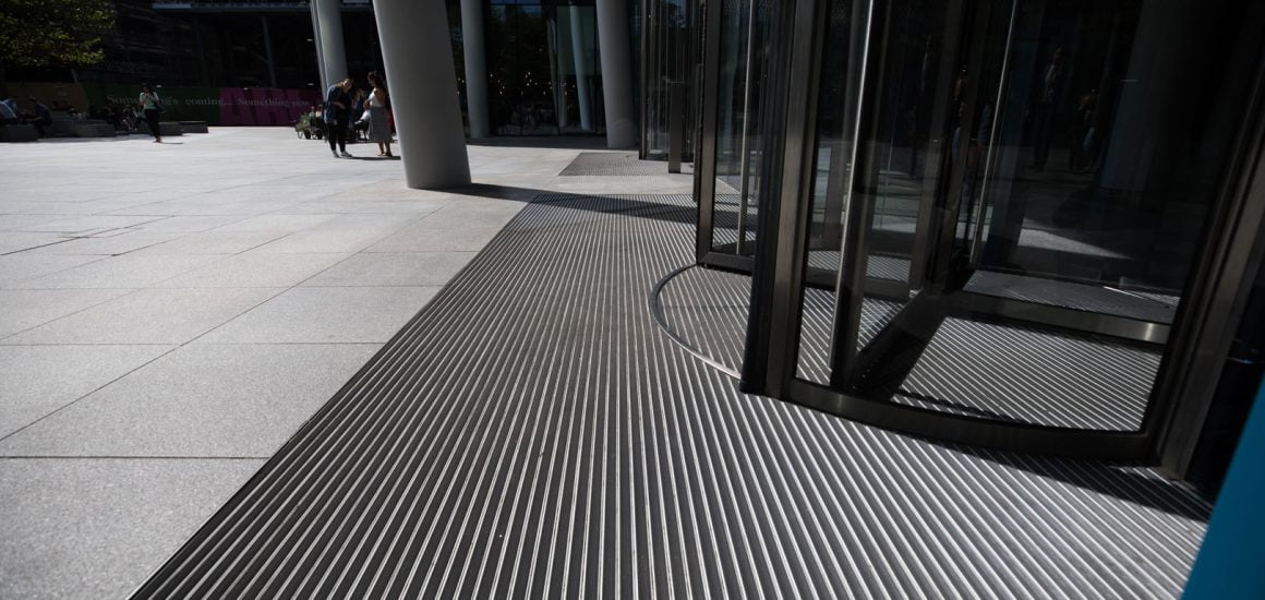 Image showing the external Black Rubber Entrance Matting in a revolving door at 10 Brock Street, London