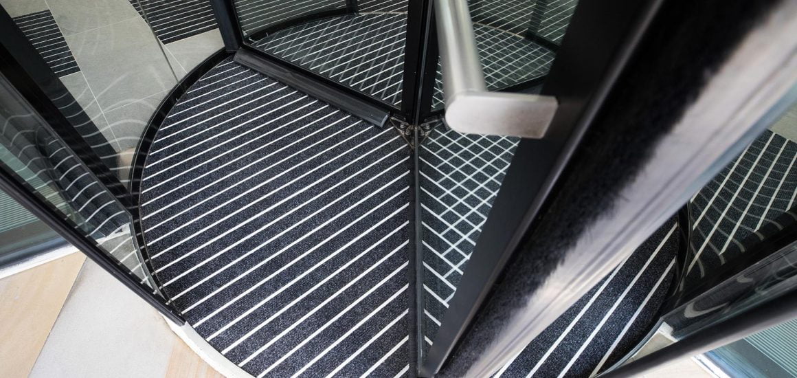 Building canopy provides protetcion for fibre entrance matting